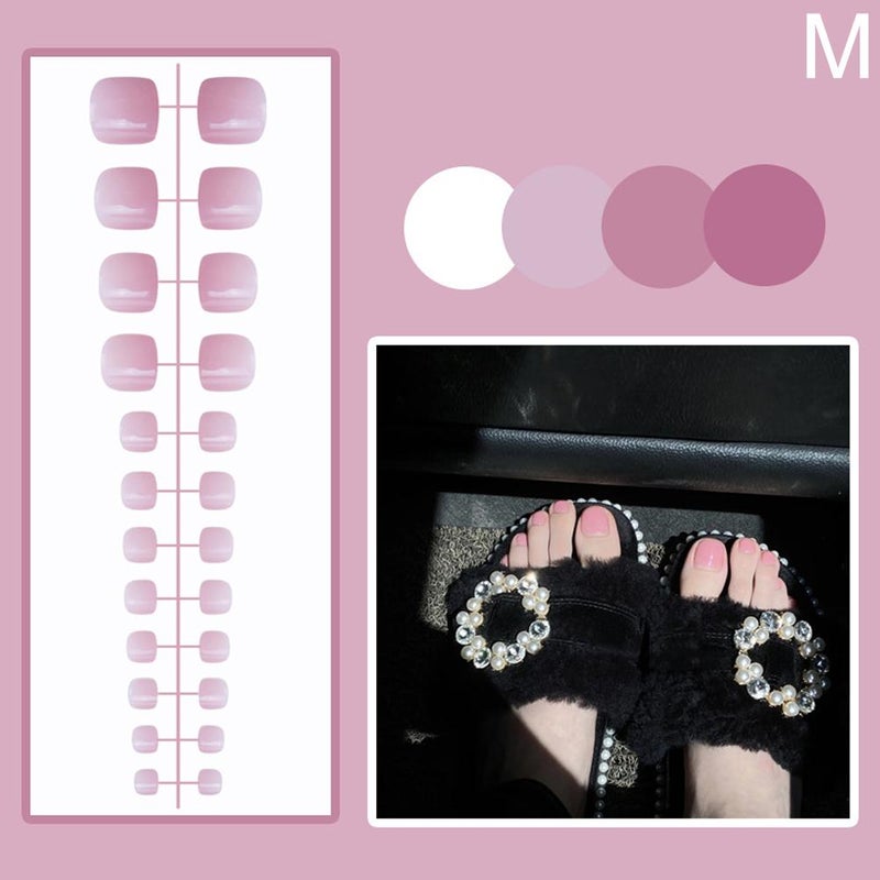 Strip-shaped glossy toenail stickers, 24 pieces, wearable nail art tool, 24 pieces.